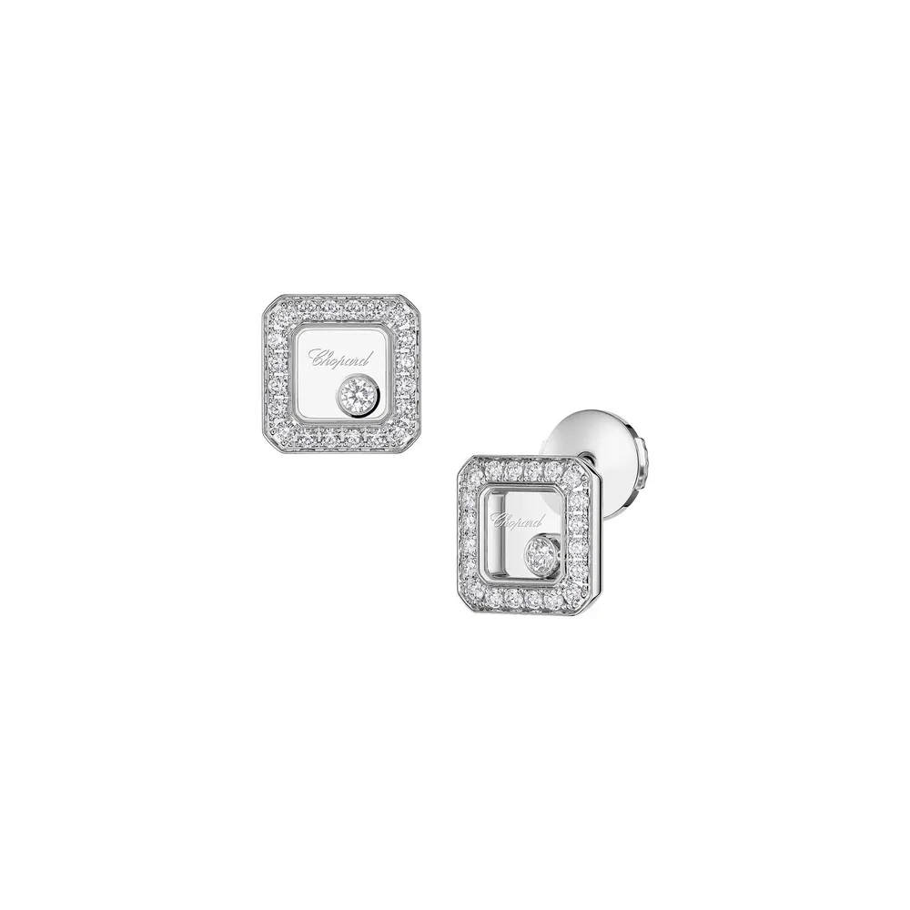 Chopard Happy Diamonds Stud Earrings In Ethical 18ct White Gold With Diamonds