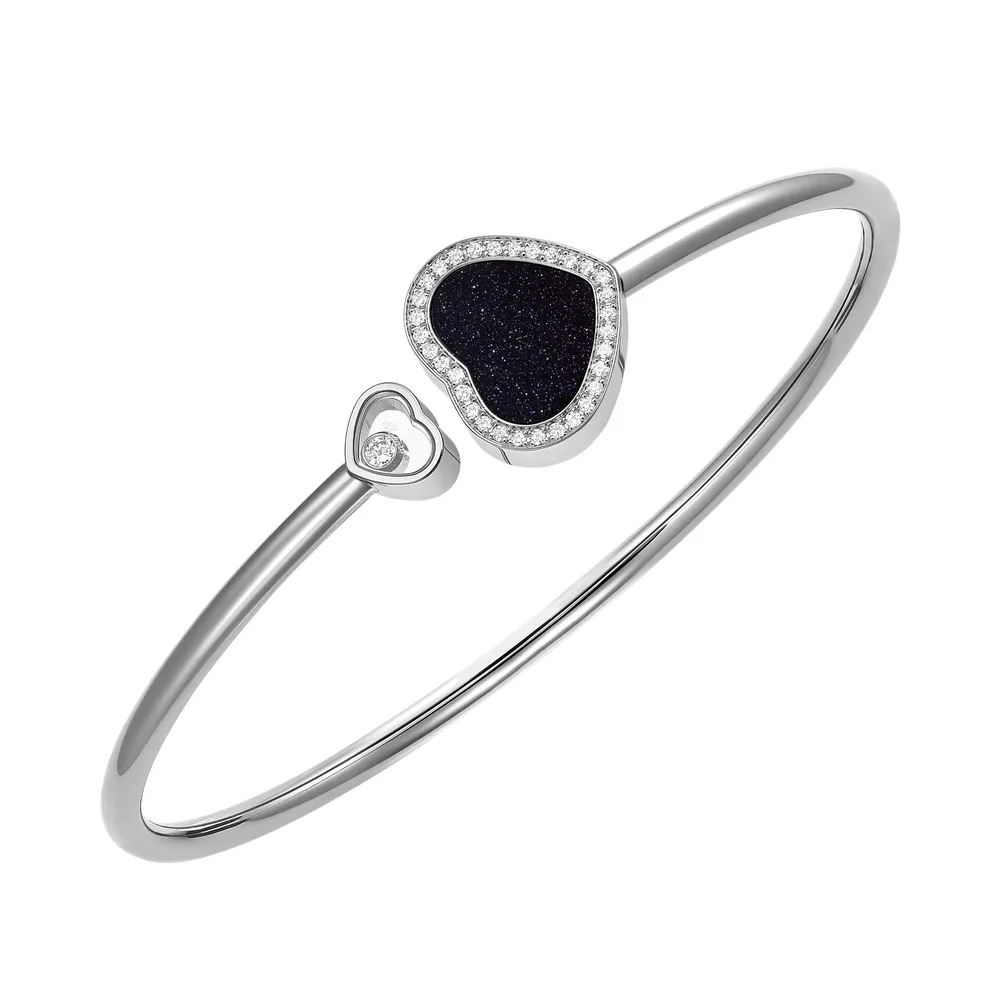Chopard Happy Hearts Bangle In Ethical 18ct White Gold With Diamonds