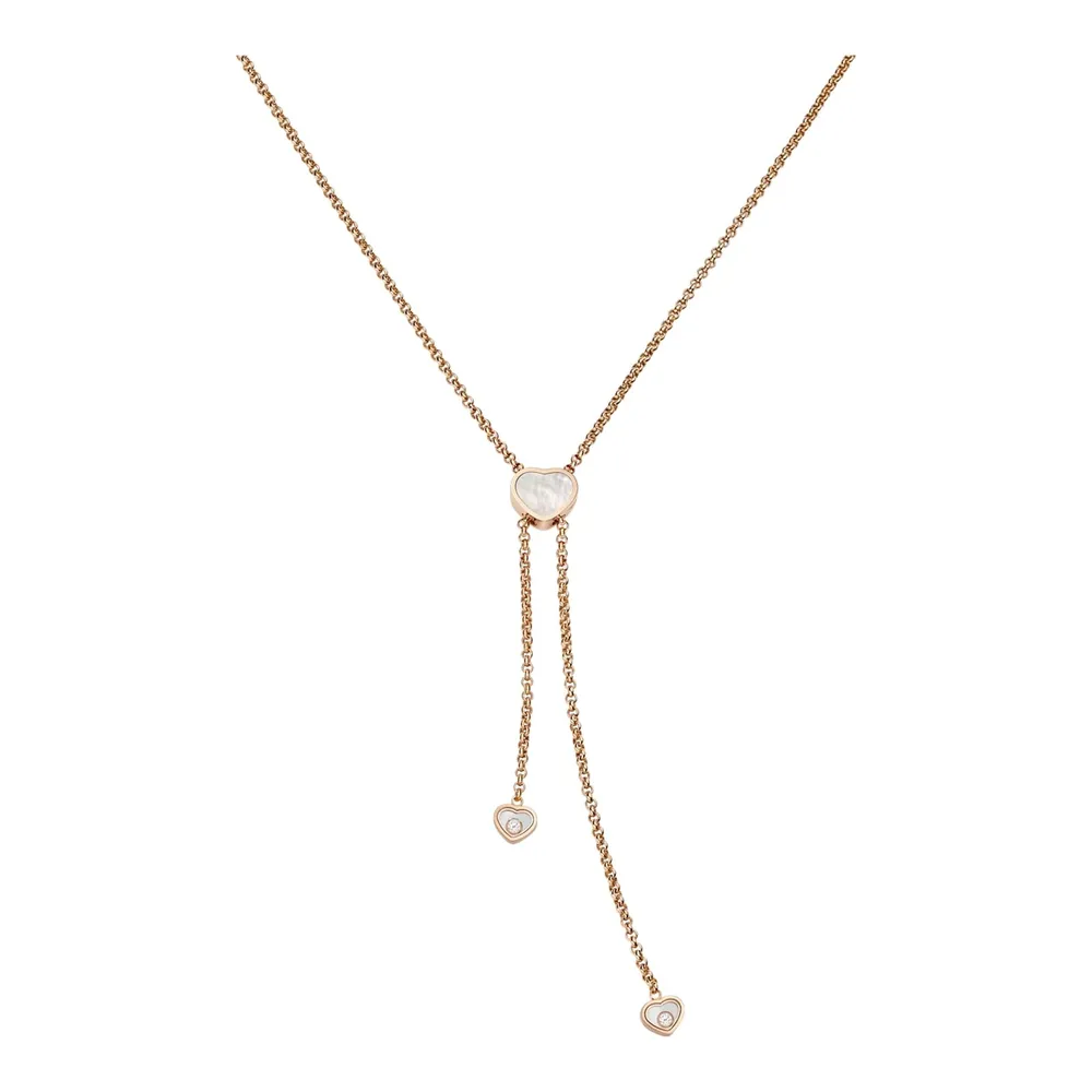 Chopard Happy Hearts Necklace In Ethical 18ct Rose Gold With Diamonds
