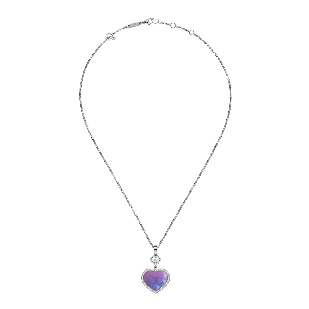 Chopard Happy Hearts Necklace In Ethical 18ct White Gold With Diamonds & Pearl