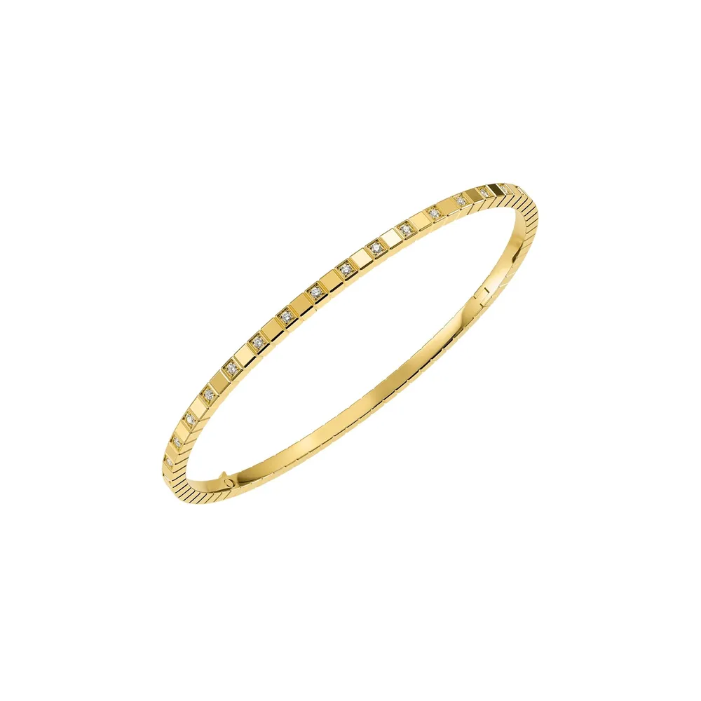 Chopard Ice Cube Bangle In Ethical 18ct Yellow Gold With Half-Set Diamonds - Size Medium