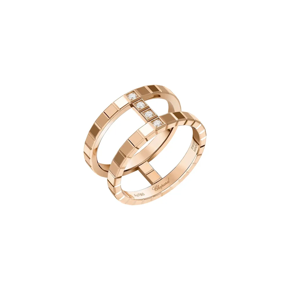Chopard Ice Cube Ring In Ethical 18ct Rose Gold With Diamond