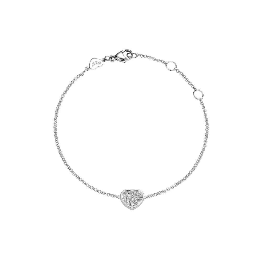 Chopard My Happy Hearts Bracelet In Ethical 18ct White Gold With Diamonds