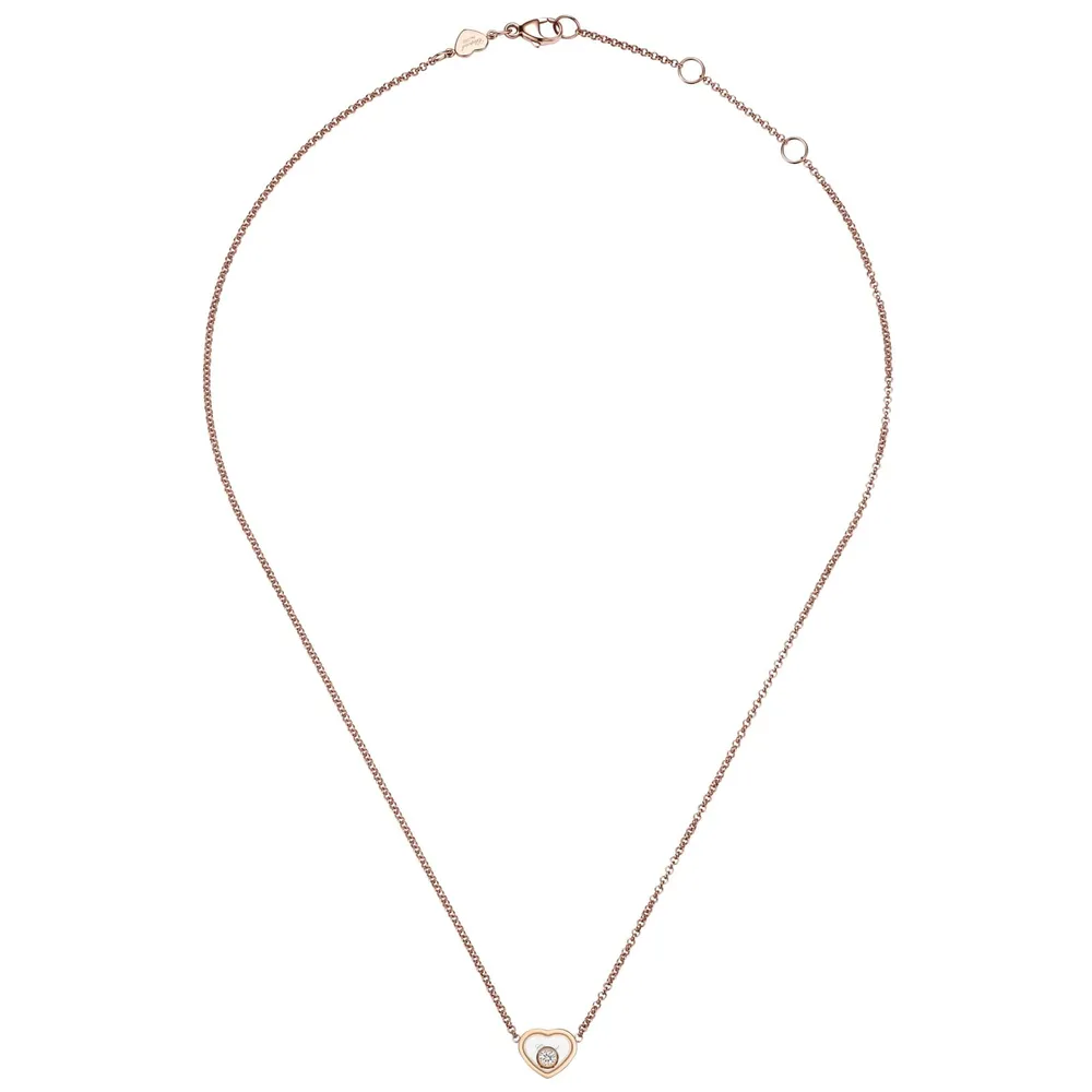 Chopard My Happy Hearts Necklace In Ethical 18ct Rose Gold With Diamonds