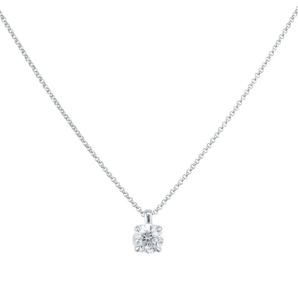 Exclusive 18ct White Gold 0.70cttw Brilliant Cut Solitaire Goldsmiths Signature Diamond Pendant
