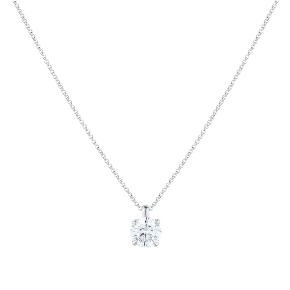 Exclusive 18ct White Gold 1.00cttw Brilliant Cut Solitaire Goldsmiths Signature Diamond Pendant