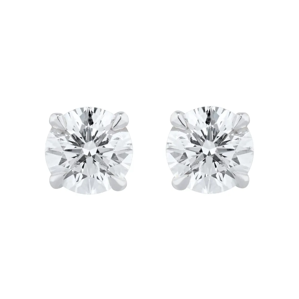 Exclusive 18ct White Gold 1.00cttw Brilliant Cut Solitaire Goldsmiths Signature Diamond Stud Earrings