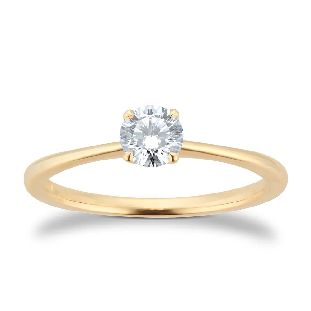 Exclusive 18ct Yellow Gold 0.40cttw Brilliant Cut Solitaire Goldsmiths Signature Diamond Engagement Ring
