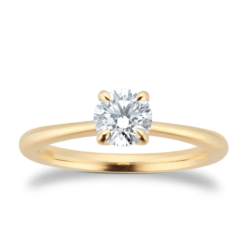 Exclusive 18ct Yellow Gold 0.50cttw Brilliant Cut Solitaire Goldsmiths Signature Diamond Engagement Ring