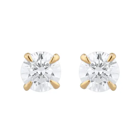Goldsmiths Exclusive 18ct Yellow Gold 0.50cttw Brilliant Cut Solitaire Goldsmiths Signature Diamond Stud Earrings