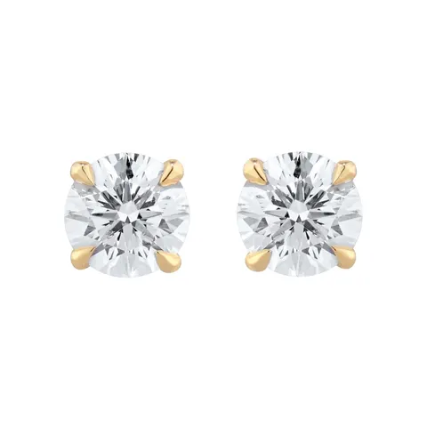Goldsmiths Exclusive 18ct Yellow Gold 1.00cttw Brilliant Cut Solitaire Goldsmiths Signature Diamond Stud Earrings