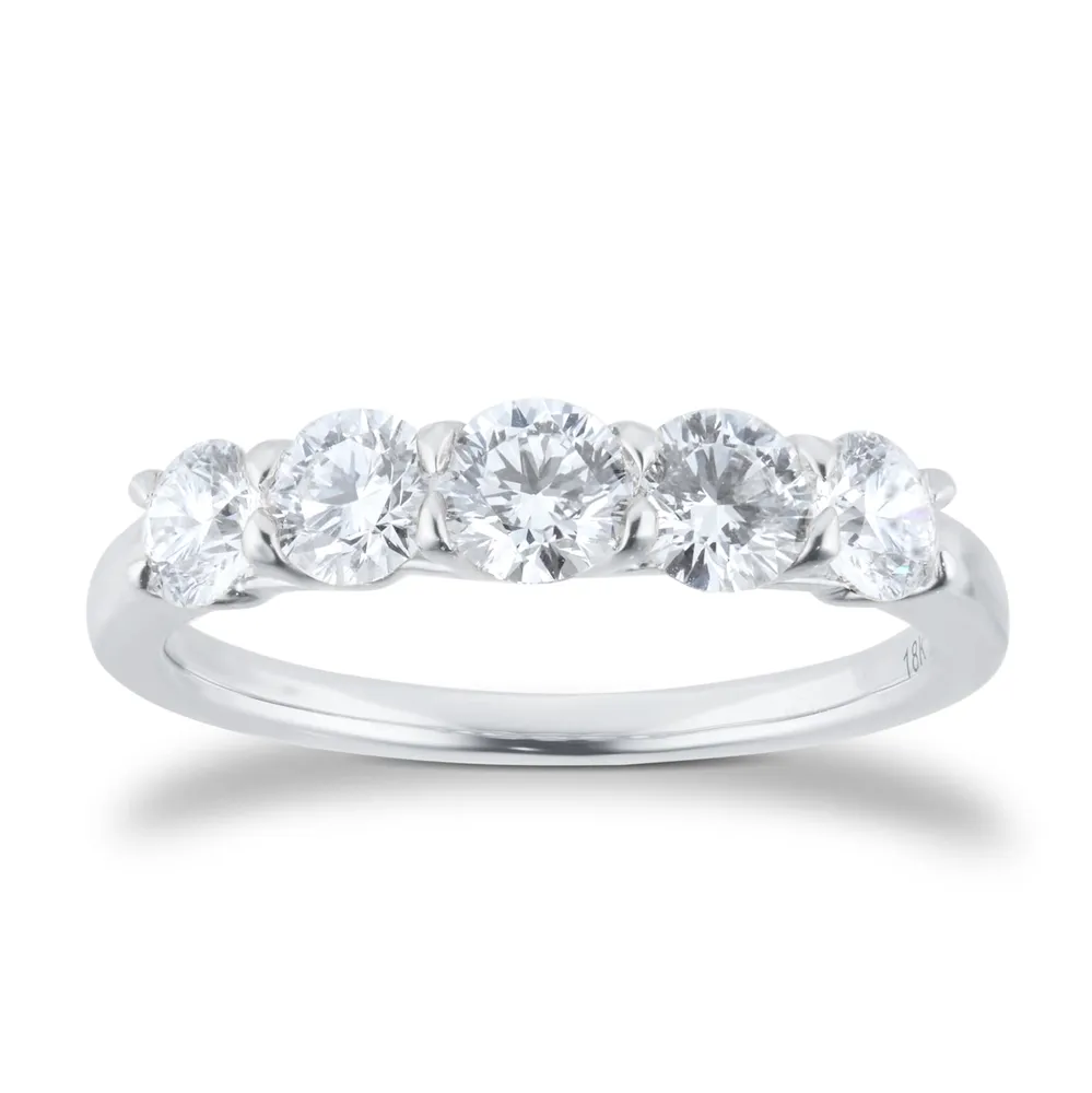 Exclusive Platinum 1.00cttw Brilliant Cut 5 Stone Goldsmiths Signature Diamond Eternity Ring