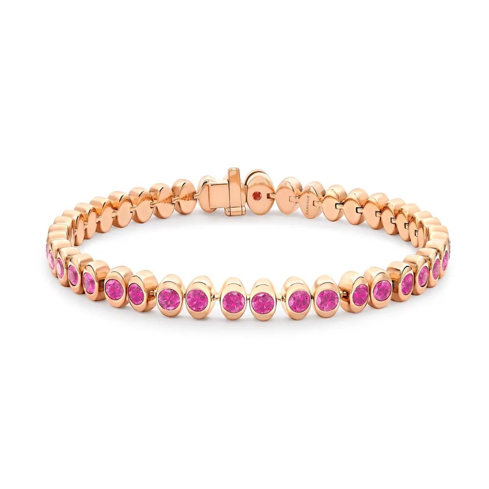 Fabergé Colours Of Love 18ct Rose Gold Cosmic Curve Pink Sapphire Tennis Bracelet