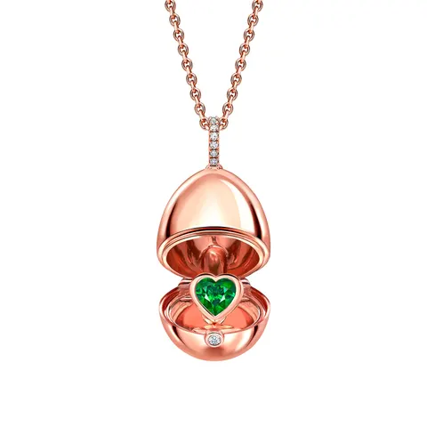 Fabergé Fabergé Heritage 18ct Rose Gold Emerald Heart Surprise Locket