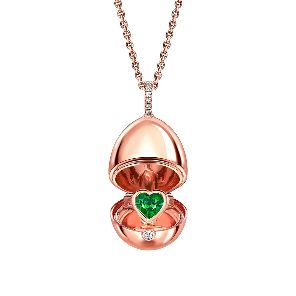 Fabergé Fabergé Heritage 18ct Rose Gold Emerald Heart Surprise Locket