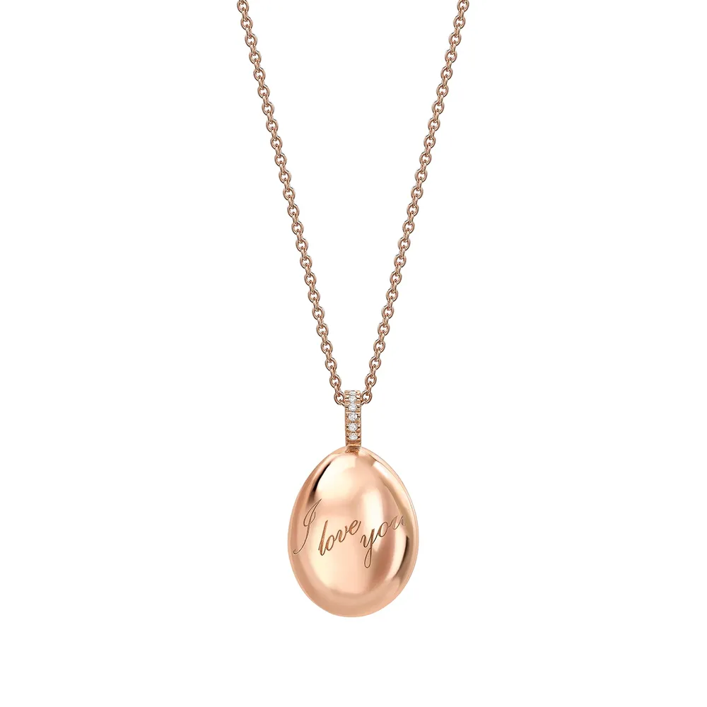 Fabergé Fabergé Heritage 18ct Rose Gold I Love You Egg Pendant