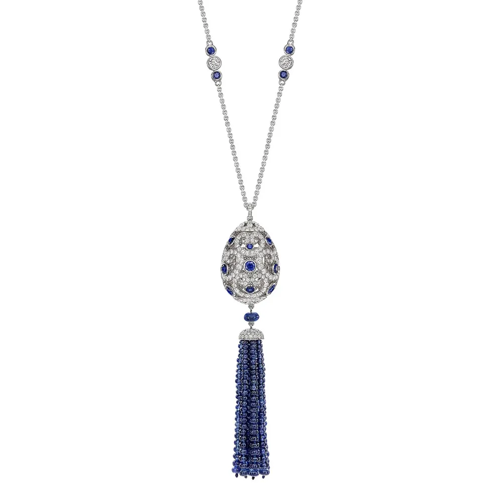 Fabergé Fabergé Imperial Impératrice 18ct White Gold & Blue Sapphire Tassel Pendant