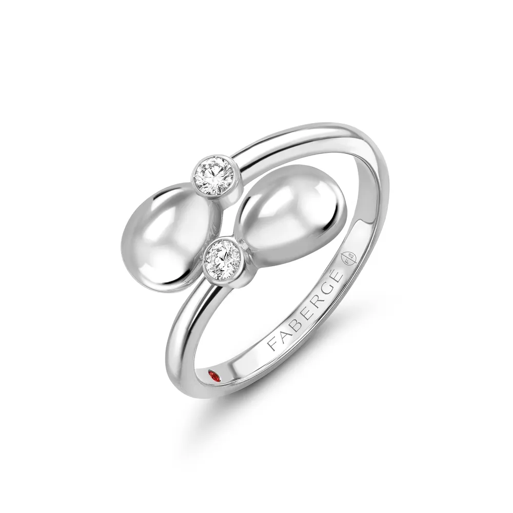 Fabergé Heritage 18ct White Gold 0.10ct Diamond Crossover Ring
