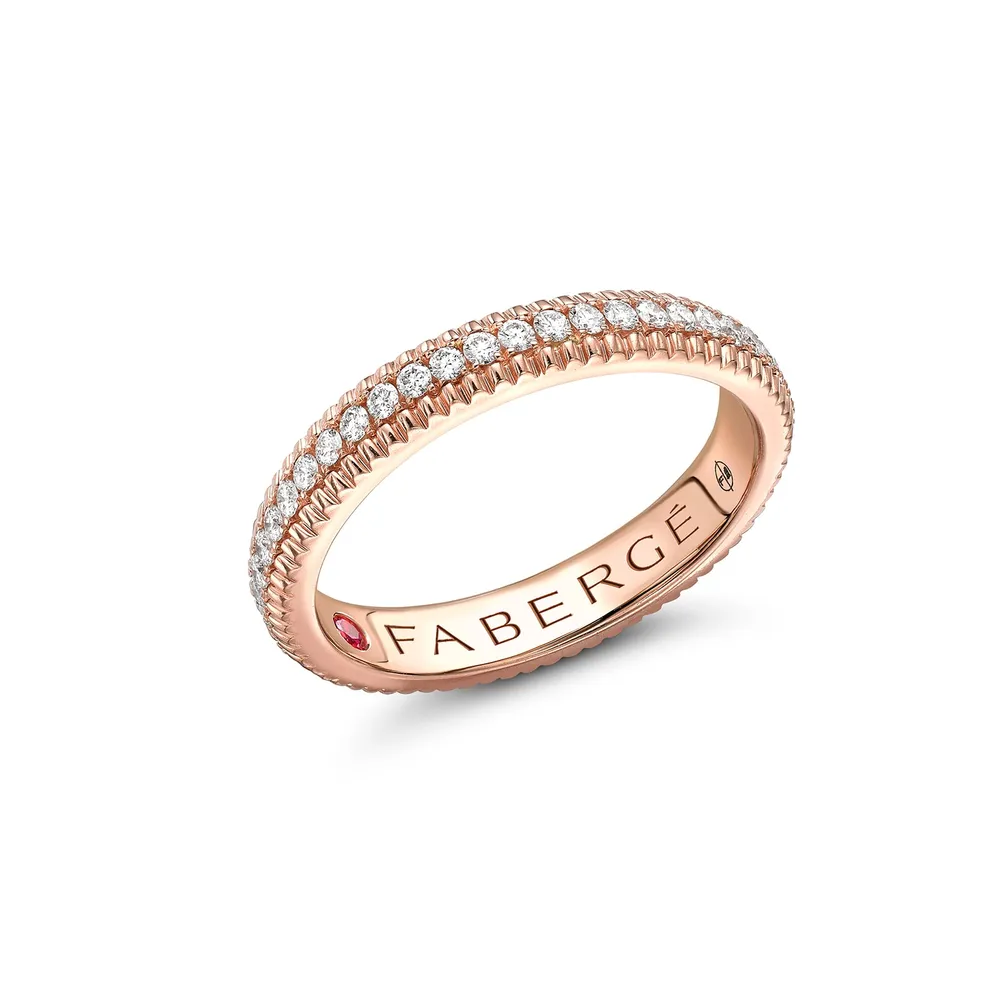 Fabergé Love By Faberge 18ct Rose Gold 0.43ct Diamond Fluted Eternity Ring