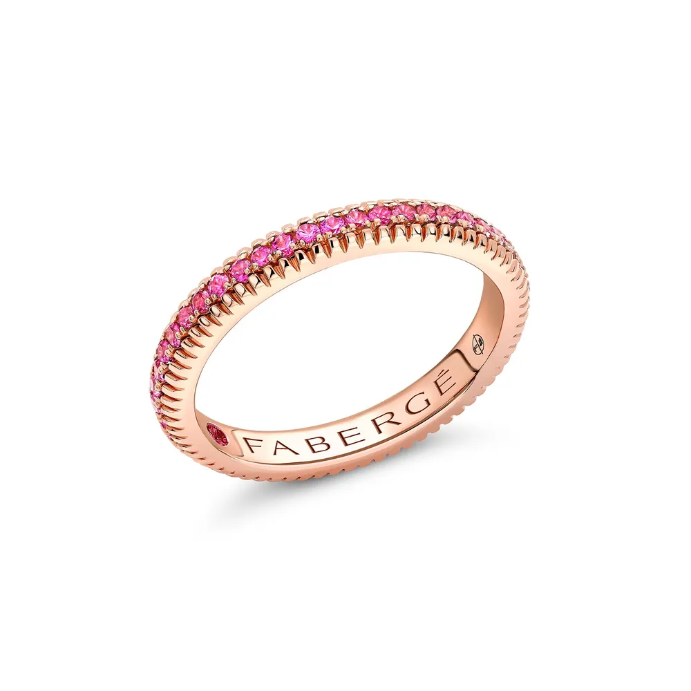 Fabergé Love By Faberge 18ct Rose Gold Pink Sapphire Fluted Eternity Ring