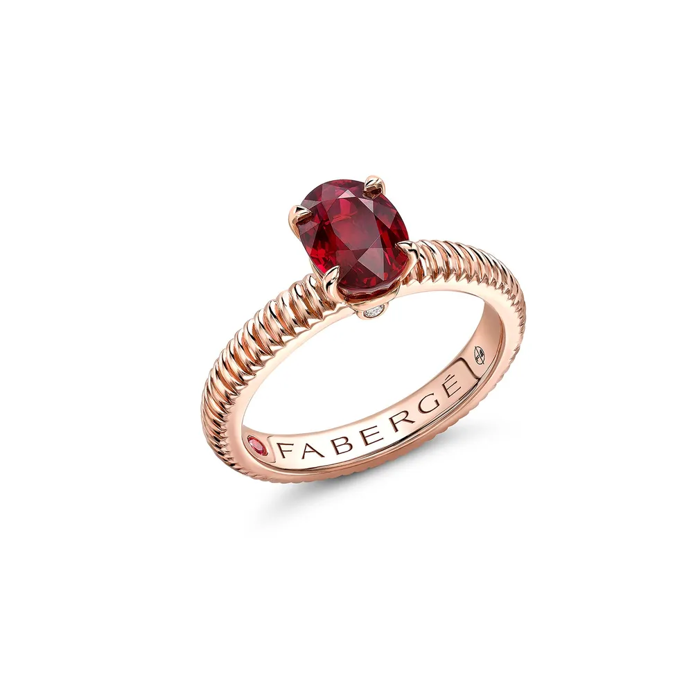 Fabergé Love By Faberge 18ct Rose Gold Yellow Sapphire Fluted Ring