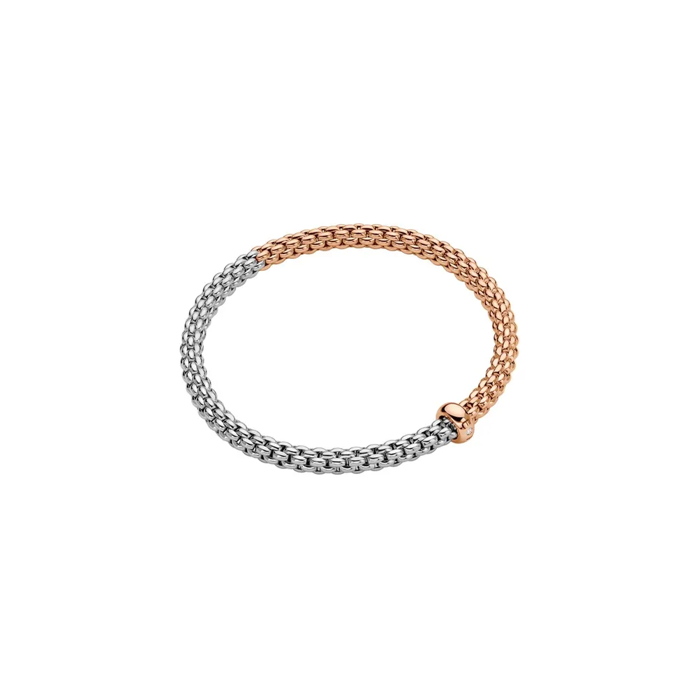 Fope 18ct Bi Colour Gold Solo 0.01ct Diamond Bracelet