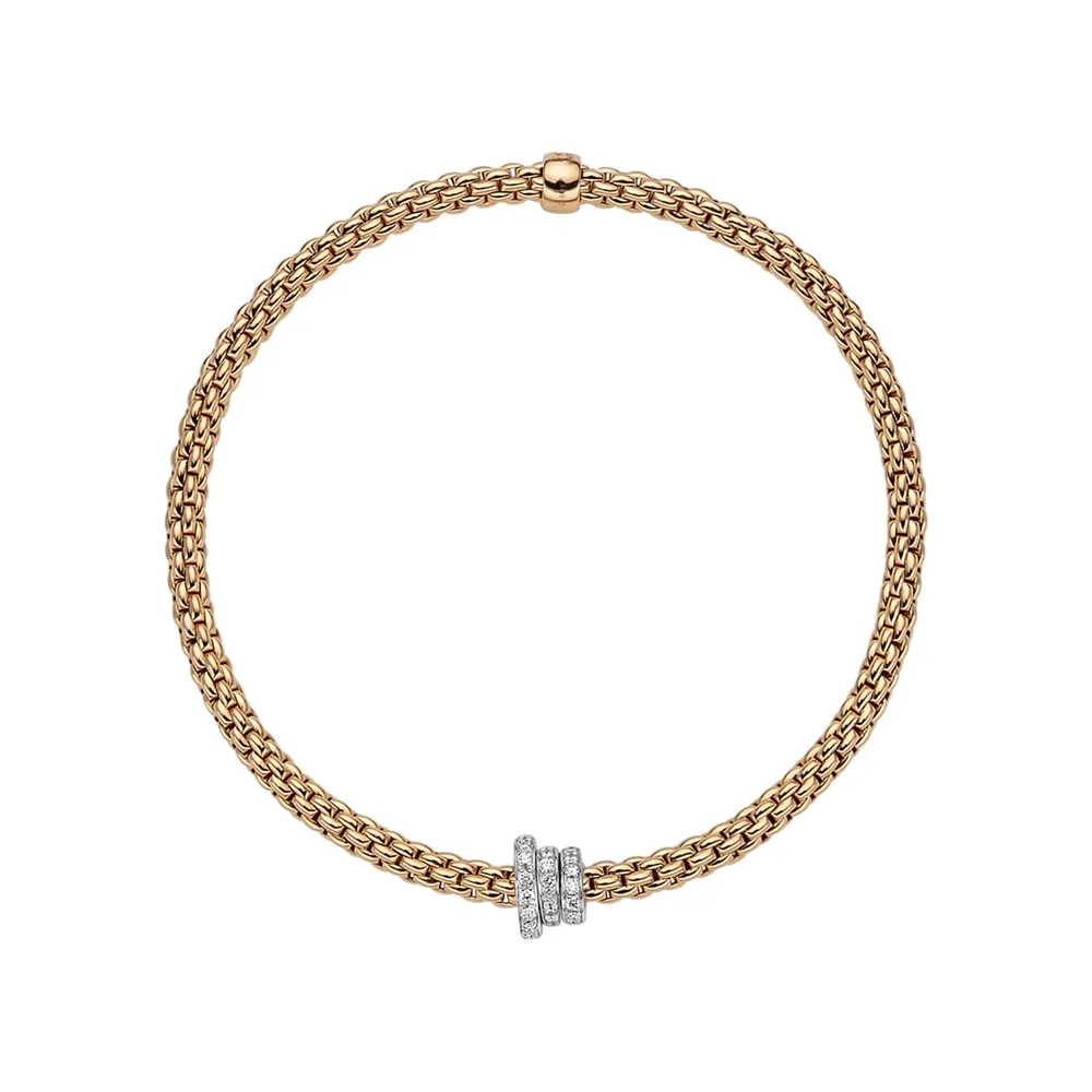 Fope 18ct Rose & White Gold Flex'it Prima 0.31cttw Diamond Bracelet