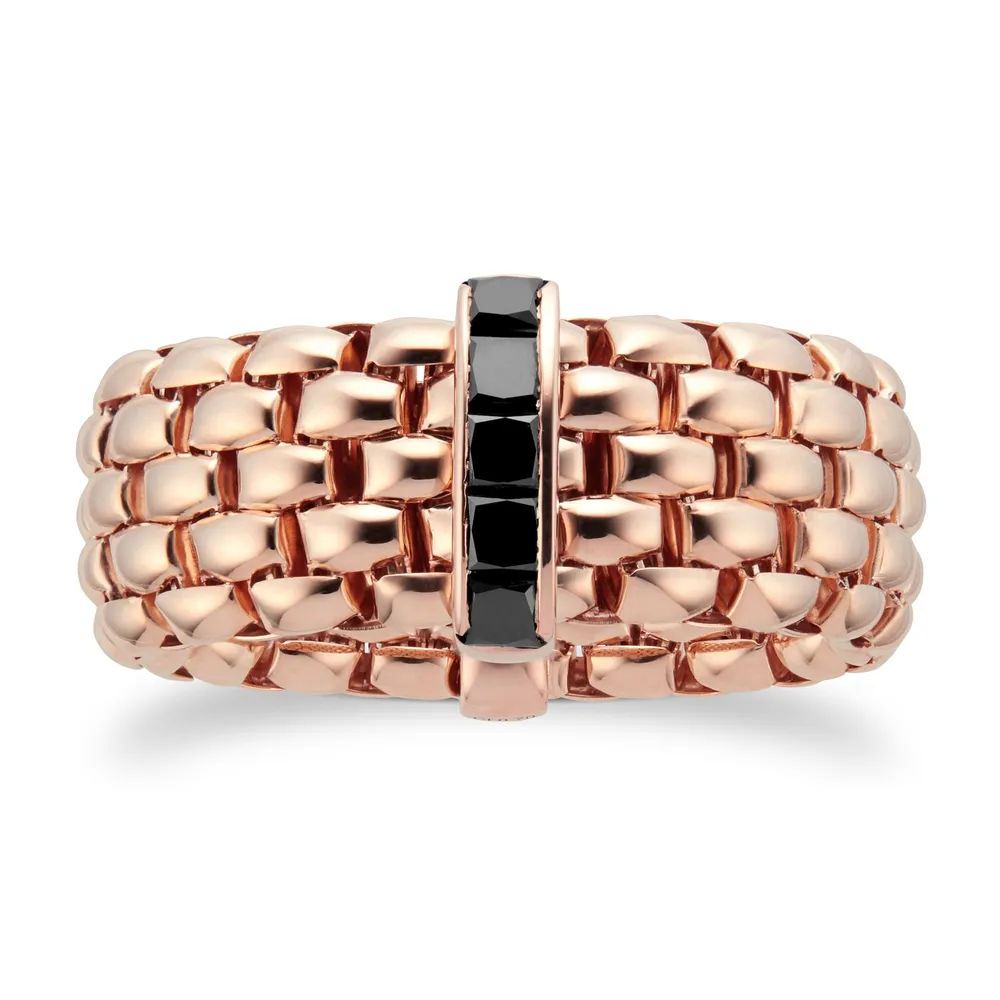 Fope 18ct Rose Gold Black Princess Cut 0.70cttw Diamond Panorama Ring - Size Large