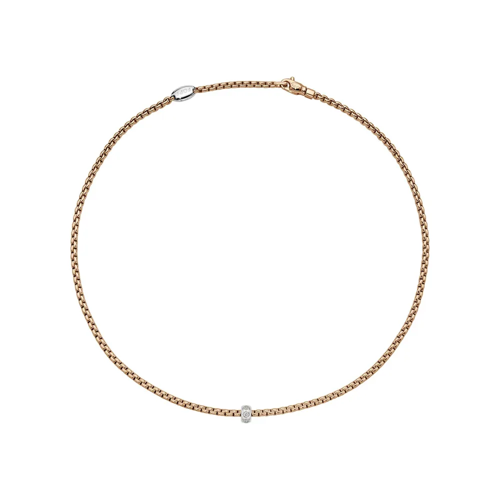 Fope 18ct Rose Gold Eka 0.12ct Diamond Necklace