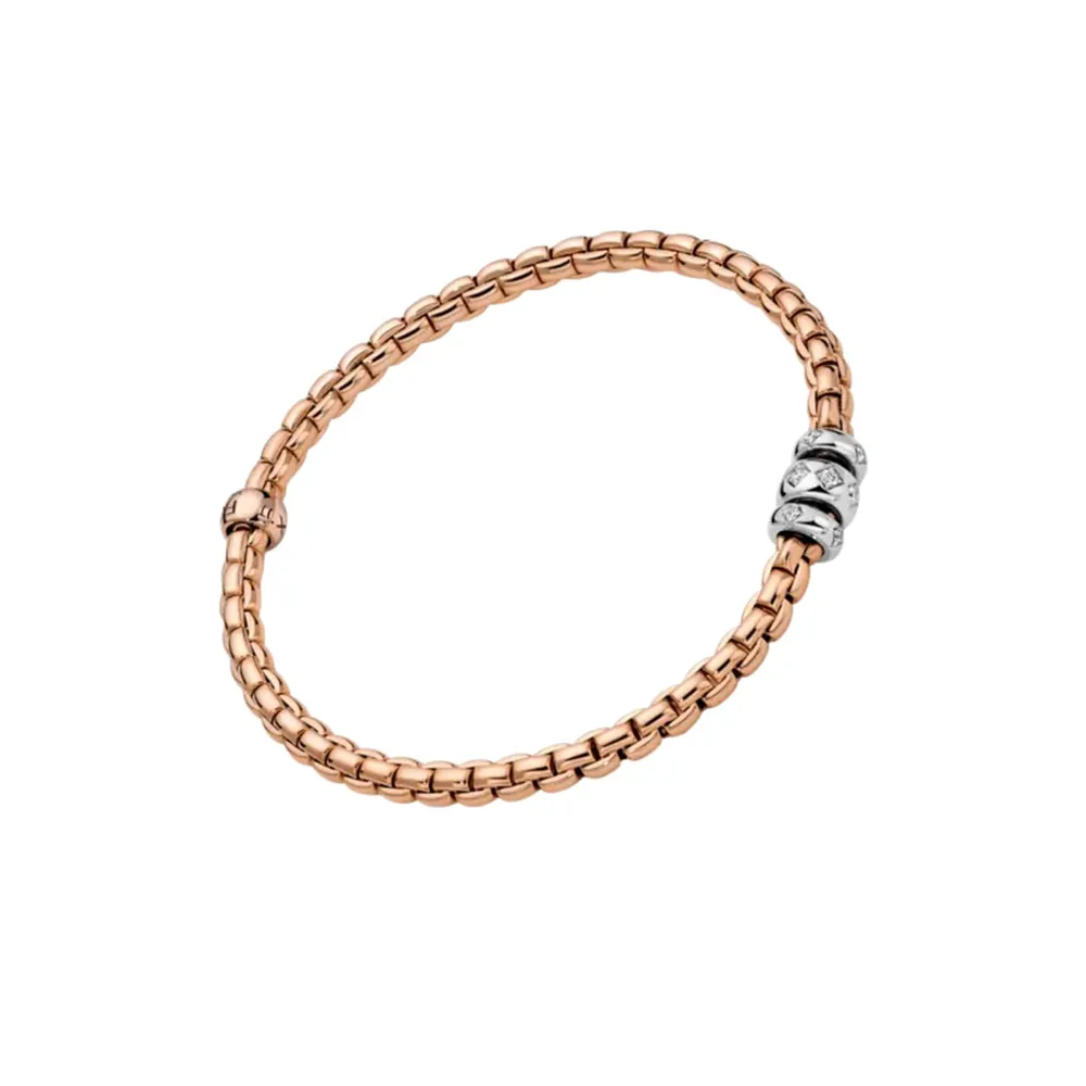 Fope 18ct Rose Gold Eka Flex'it 0.18ct Diamond Bracelet