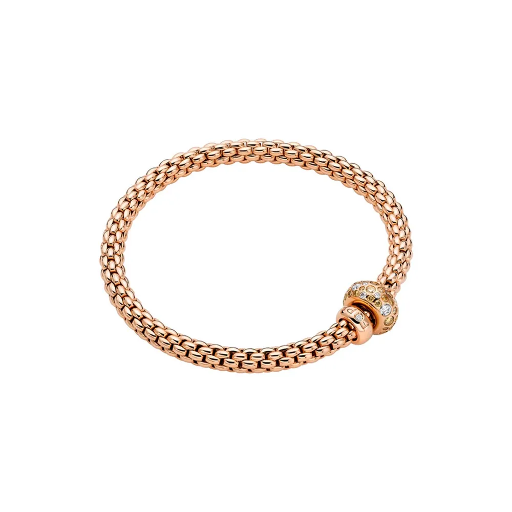 Fope 18ct Rose Gold Flex'it 1.21ct Brown & White Diamond Bracelet