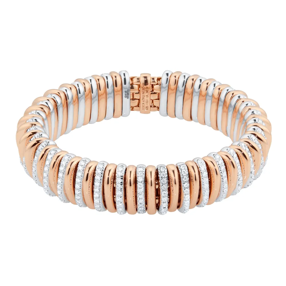 Fope 18ct Rose Gold Pano 2.65ct Diamond Bracelet - Size Medium