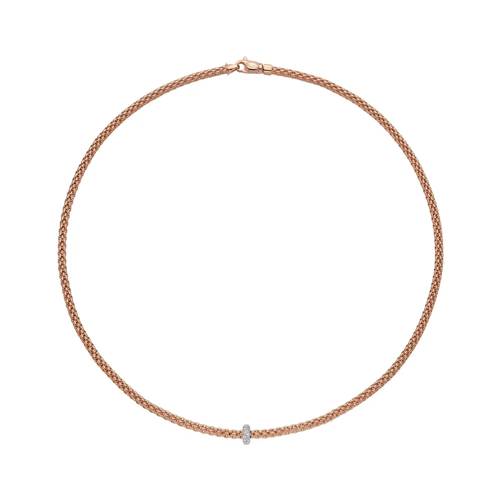 Fope 18ct Rose Gold Prima 0.18ct Diamond Necklace
