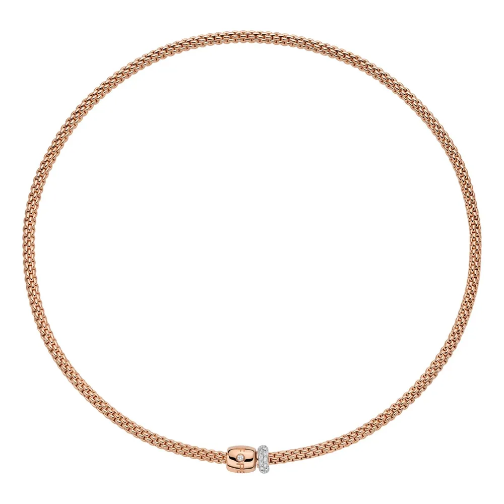 Fope 18ct Rose Gold Prima Flex'it 0.19ct Diamond Necklace