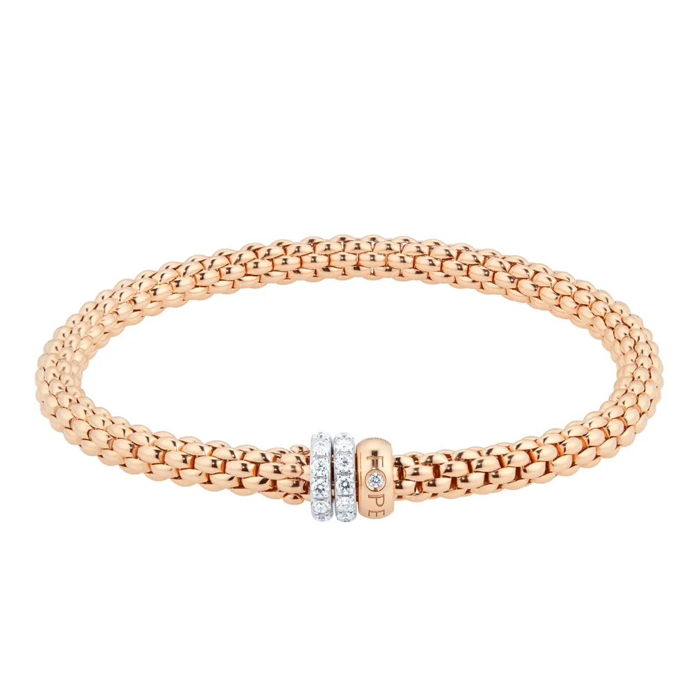 Fope 18ct Rose Gold Solo 0.56ct Diamond Bracelet