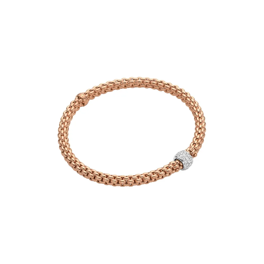 Fope 18ct Rose Gold Solo Flex'it 0.29ct Diamond Bracelet