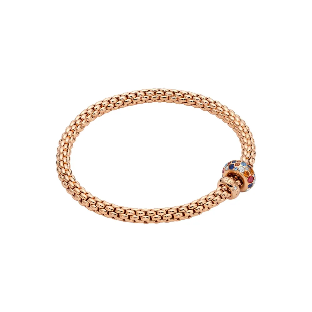 Fope 18ct Rose Gold Solo Flex'it Sapphire & 0.23ct Diamond Bracelet