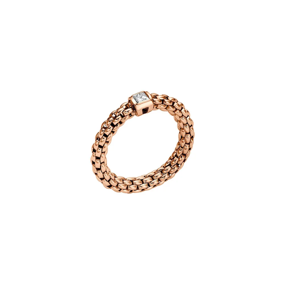 Fope 18ct Rose Gold Souls Flex'it 0.09ct Diamond Ring - Medium