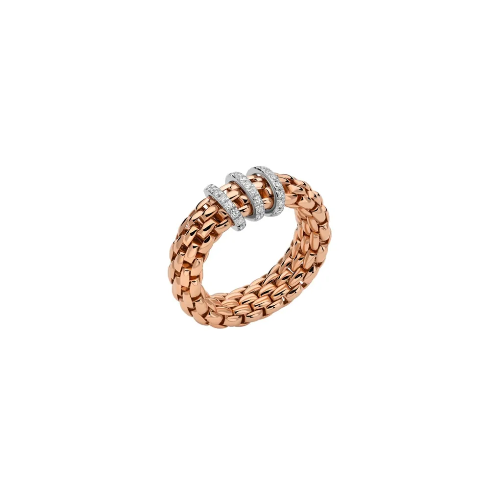 Fope 18ct Rose Gold Vendome Flex'it 0.23ct Diamond Ring - Ring Size Medium