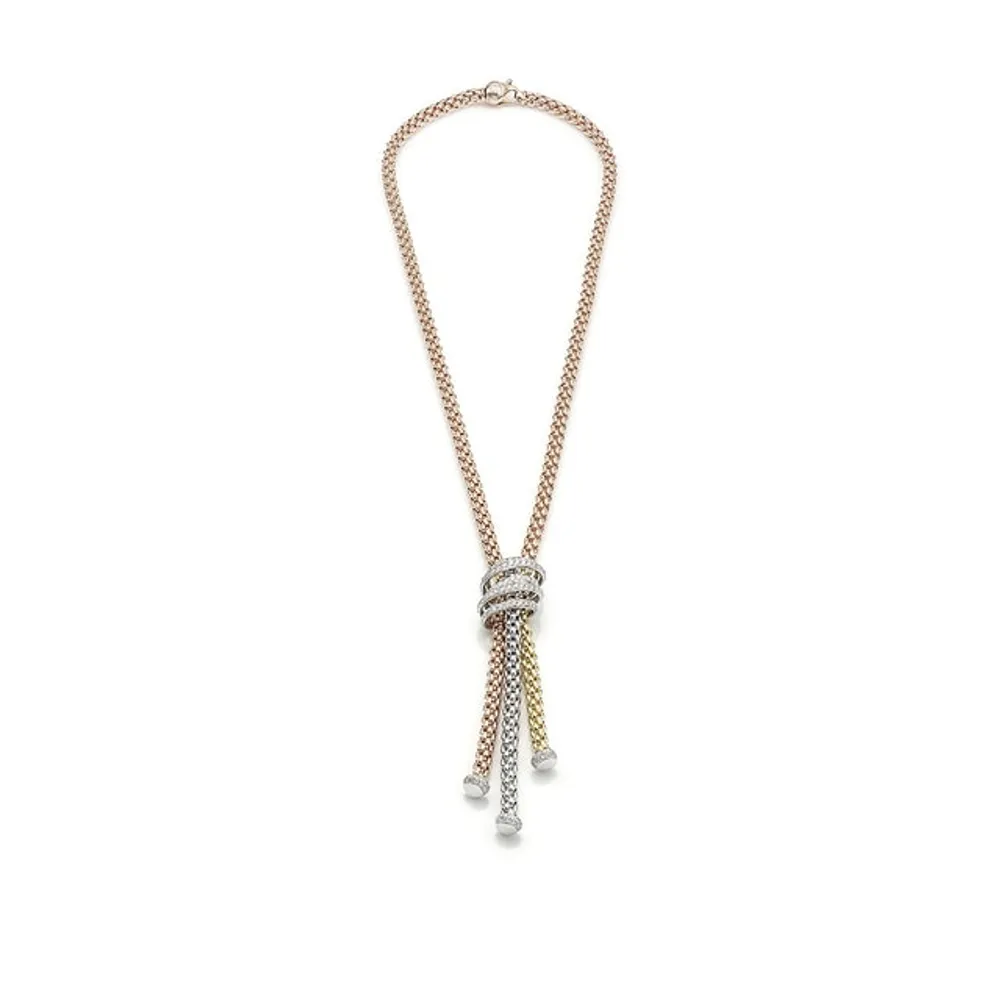 Fope 18ct Three Colour Solo Mialuce 1.63ct Diamond Tassel Necklace