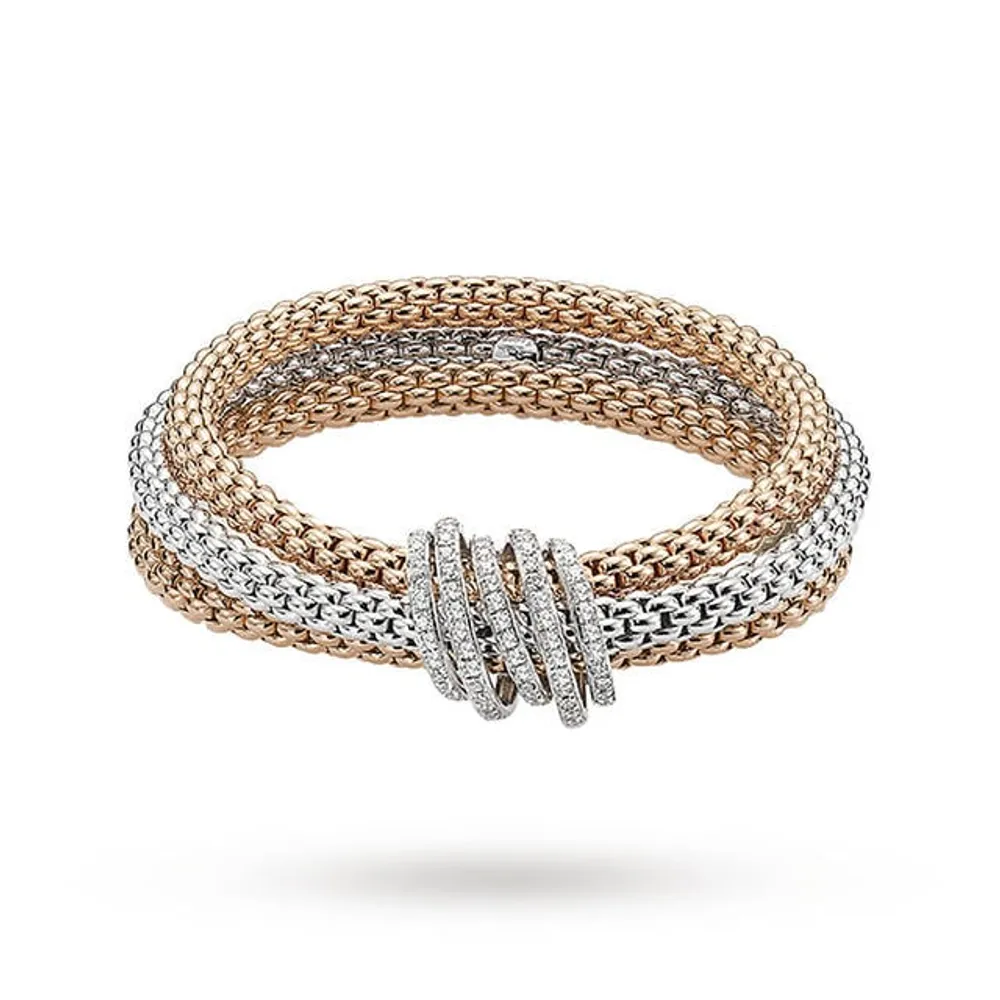 Fope 18ct Three Colour Solo Mialuce Flex'It 1.20ct Diamond Bracelet