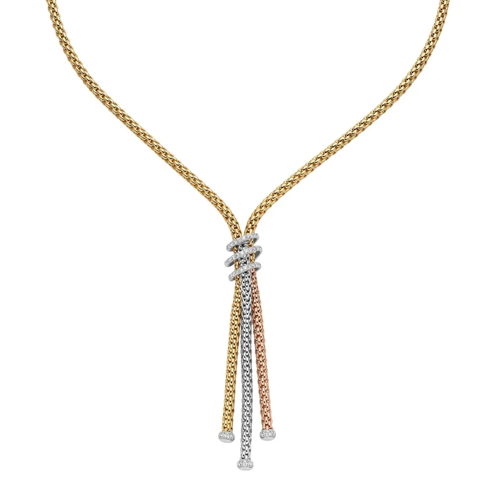 Fope 18ct Tri Colour Gold Prima 0.49ct Diamond Lariat Necklace