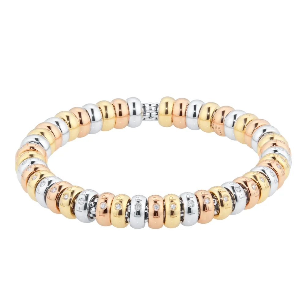 Fope 18ct Tri Colour Gold Solo 0.52ct Diamond Bracelet