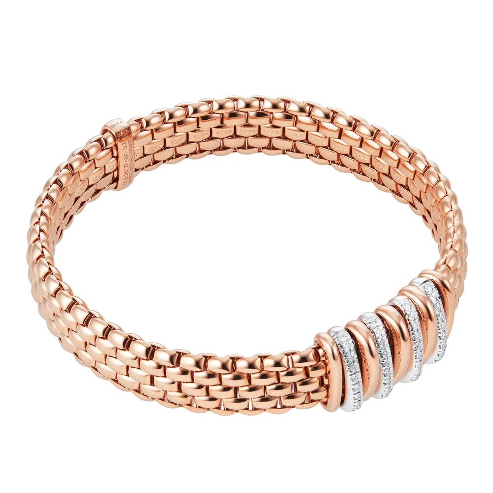 Fope 18ct White & Rose Gold Panorama Pave 0.30cttw Diamond Bracelet