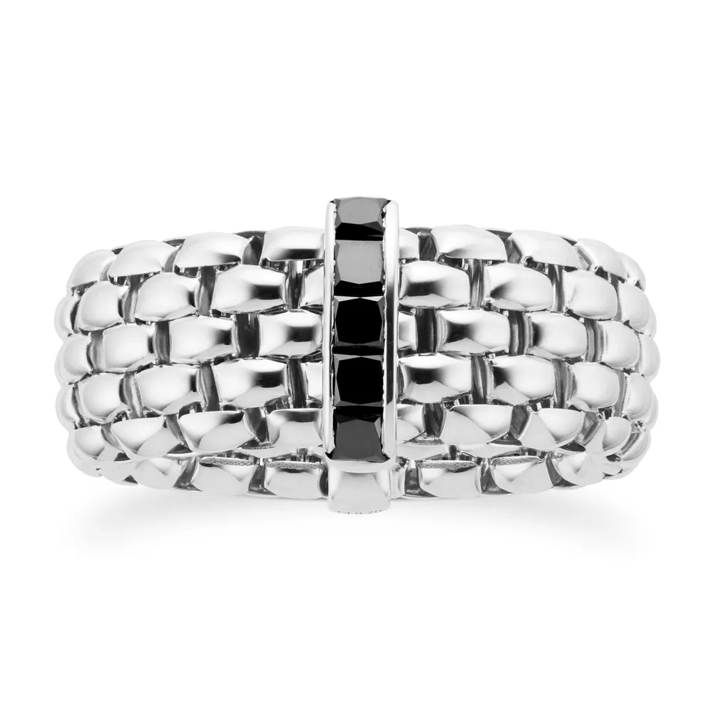 Fope 18ct White Gold Black Princess Cut 0.70cttw Diamond Panorama Ring - Size X Large