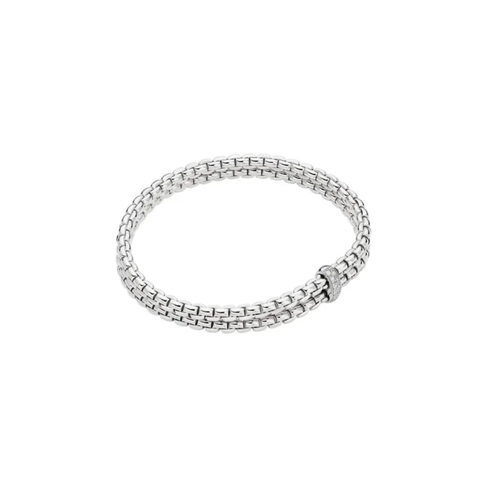 Fope 18ct White Gold Eka 0.10ct Diamond Two Row Bracelet - Size Small