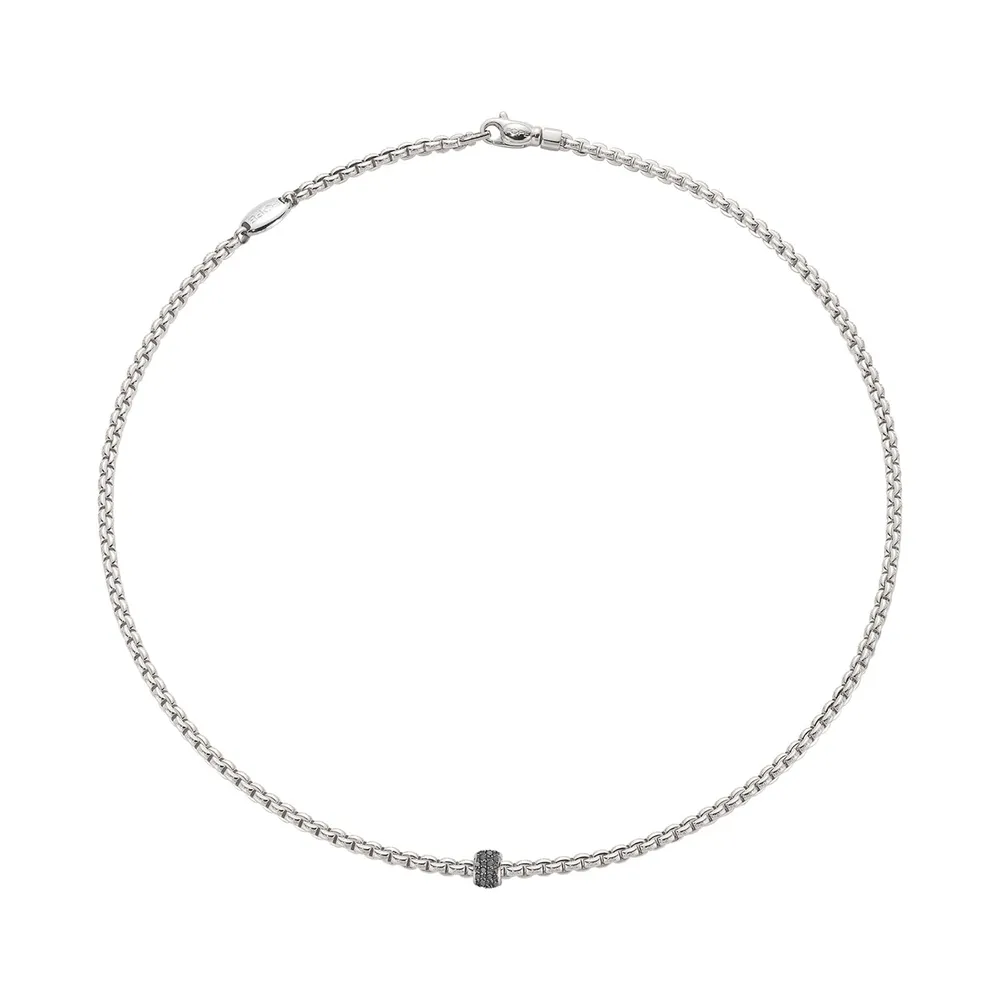 Fope 18ct White Gold Eka Tiny 0.19ct Black Diamond Necklace
