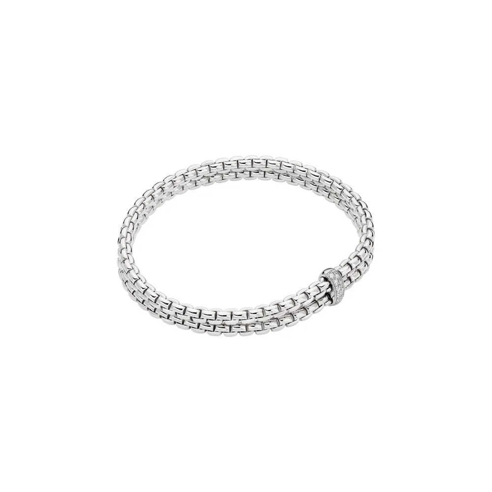 Fope 18ct White Gold Essentials Diamond 2 Row Bracelet