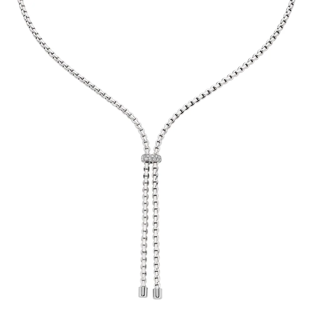Fope 18ct White Gold Essentials Diamond Lariat Necklace