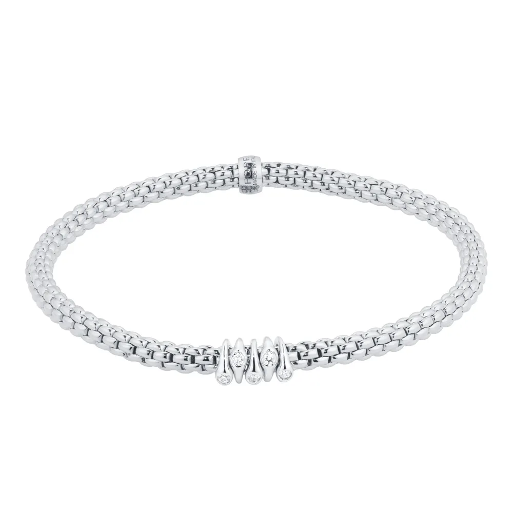 Fope 18ct White Gold Flex'it Prima 0.07ct Diamond Bracelet